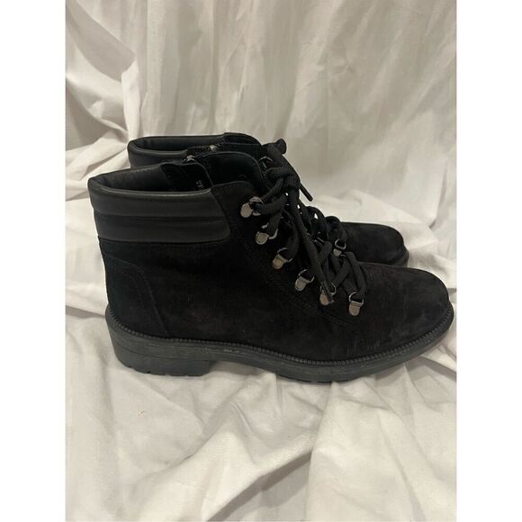 Aquatalia Women's Black Liviana Weatherproof Suede Hiking Bootie Size 9 NWOT - Picture 3 of 8